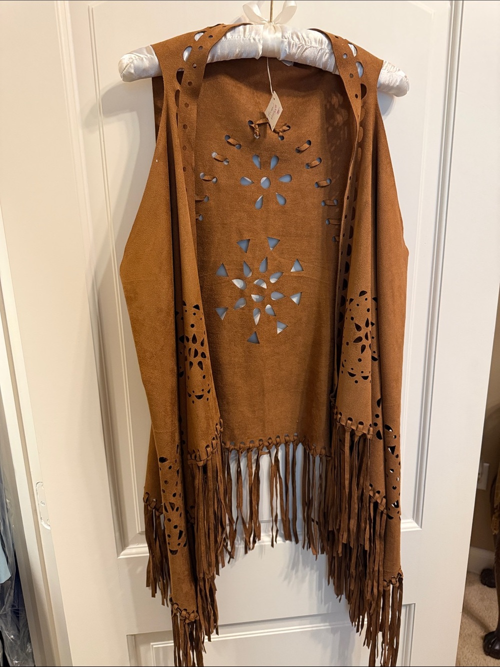 Brown Fringe Laser-Cut Vest - Rustic Style